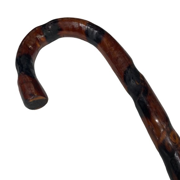 Twisted Wood Walking Stick Cane Crook Handle Gentlemen Vintage Folk Art u Rubber - Picture 5 of 9
